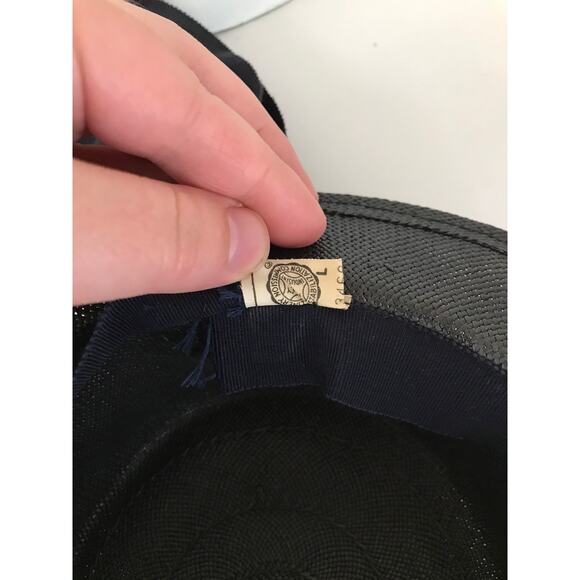 Vintage 1940s Straw Sailor Hat with Star Studs Black & White Dainty Fascinator - Picture 7 of 10